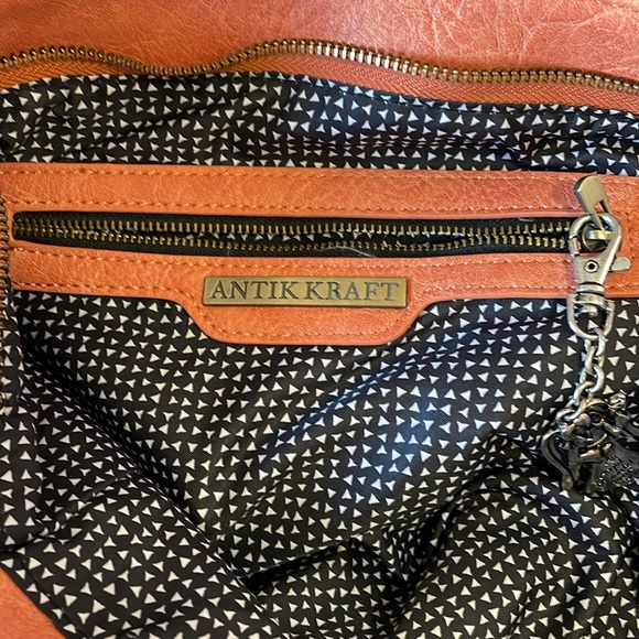 ANTIK KRAFT large Coral, TOTE, PURSE, Handbag EUC RUST SHOULDER STRAP - Picture 9 of 15
